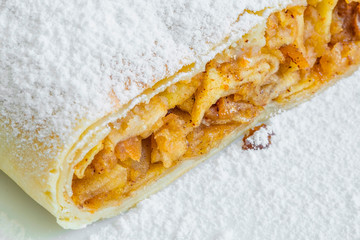 apple strudel with vanilla ice cream