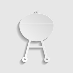 Fototapeta premium BBQ outdoor grill sign. Paper style icon. Illustration.