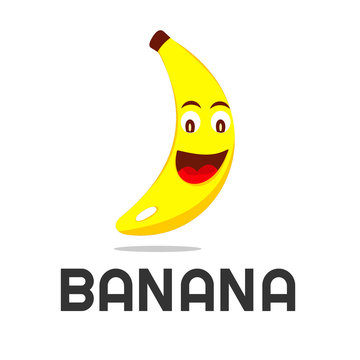 yellow banana cartoon and design element vector icon and logo illustration.