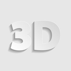 3d graphics symbol sign. Paper style icon. Illustration.