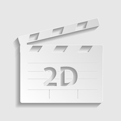 2D film sign. Paper style icon. Illustration.