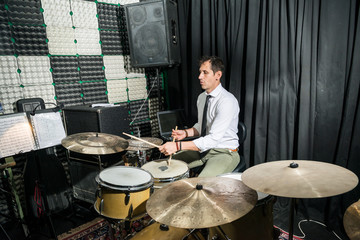 Man playing the drums.