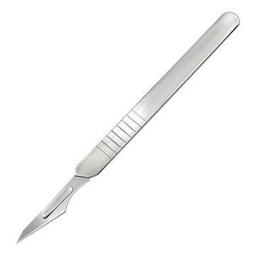 Scalpel with a removable blade. Manual surgical instrument. Medicine and health. Isolated realistic object on a white background. Vector