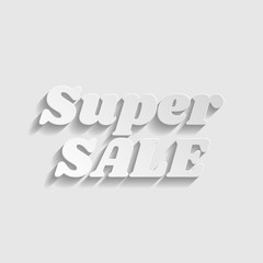 Super Sale inscription. Paper style icon. Illustration.
