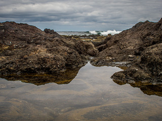 water View over the lava beach to the Atlantic