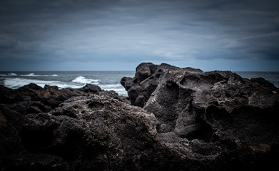 big View over the lava beach to the Atlantic