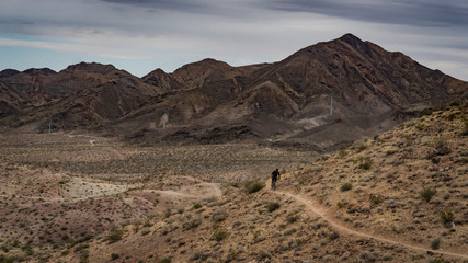 landscape view of mountains and mountain biker