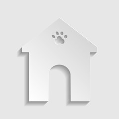 Home pet care sign. Paper style icon. Illustration.