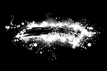 Obraz premium White spots of paint on black background. Vector illustration.