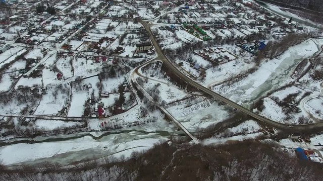 Two bridges across the Belaya river. The Village Of Dakhovskaya, Russia
