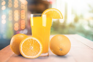 Orange juice and slices of orange on background © BillionPhotos.com
