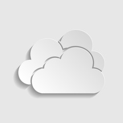Cloud, Cloudy sign. Paper style icon. Illustration.