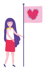 Woman supporting lgtbi march design vector illustration