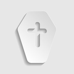 Obraz premium Wooden Coffin sign. Paper style icon. Illustration.