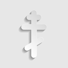 Cross sign. Paper style icon. Illustration.