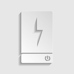 Power Bank Battery sign. Paper style icon. Illustration.