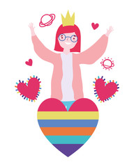 Woman supporting lgtbi march design vector illustration