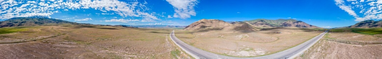 Aerial view of Mount Ararat, Agri Dagi. The highest mountain in Turkey on the border between the region of Agri and Igdir. The resting place of Noah's Ark. The Araratian plain near Dogubayazit