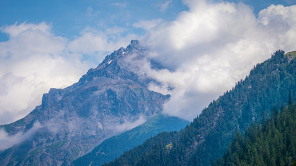 The impressive mountains and glaciers in the Swiss Alps