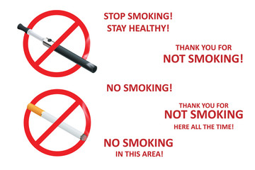 Stop smoking cigarettes concept. No Smoking including electronic cigarettes isometric illustration