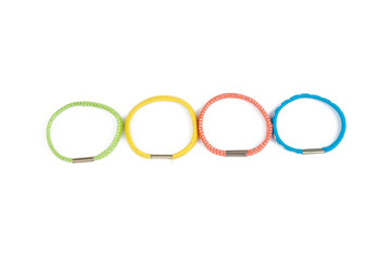 Fototapeta premium Colorful hair bands isolated on white background