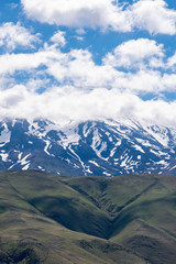 Breathtaking view of Mount Ararat, Agri Dagi, the highest mountain in the extreme east of Turkey accepted in Christianity as the resting place of Noah's Ark, a snow-capped and dormant compound volcano