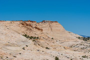 Fototapeta na wymiar Scenic Byway 12 in Utah low angle landscape of white stone hillside