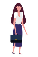 Businesswoman avatar with suitcase design vector illustration