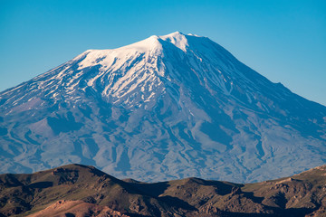Breathtaking view of Mount Ararat, Agri Dagi, the highest mountain in the extreme east of Turkey...
