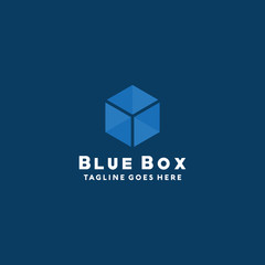 Blue Box Technology Vector Logo Design Template. Icon For Internet and Digital.