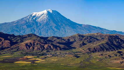 Breathtaking view of Mount Ararat, Agri Dagi, the highest mountain in the extreme east of Turkey...