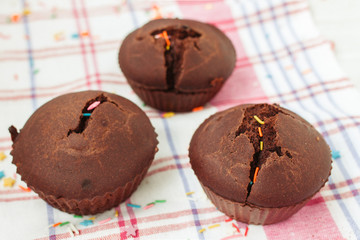delicious chocolate cupcakes with wheat leaven
