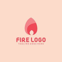 Flat Fire Flame Vector Logo Design Template.