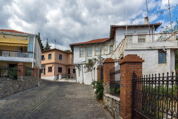 Fototapeta na wymiar Street and old houses in old town of Xanthi, Greece
