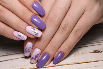 fashion manicure of nails on a beautiful background
