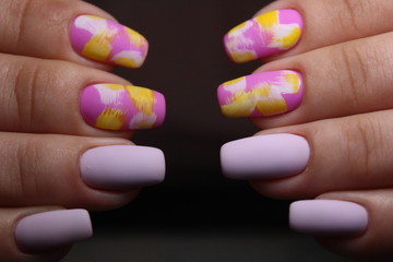 fashion manicure of nails on a beautiful background