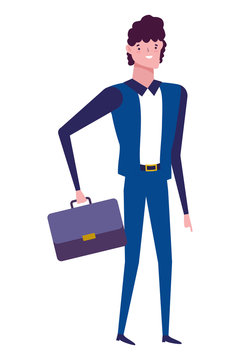 Businessman avatar with suitcase design