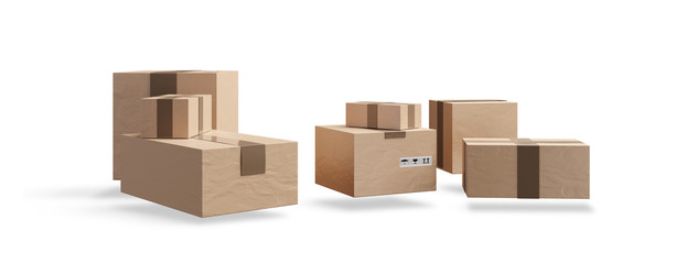 postal packages isolated on white background 3d-illustration