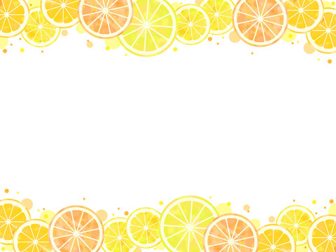 スライスされた柑橘類のイラスト背景 水彩風 Stock Vector Adobe Stock