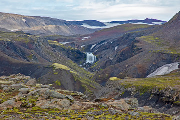Waterfalls on the Skoda river. Iceland