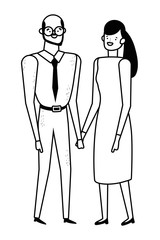 Couple of woman and man cartoon design