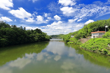 Fototapeta na wymiar Narutaki dam reservoir in Okayama, Japan