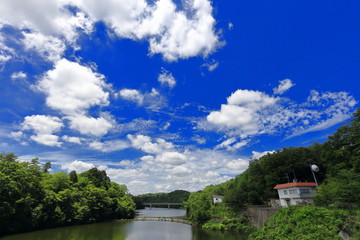 Narutaki dam reservoir in Okayama, Japan