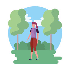 Isolated avatar woman in park vector design