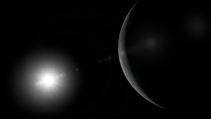 Moon and sun Picture in space