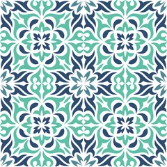Behang Decorative tile pattern. Floral seamless background. Colorful vector illustration © floralpro
