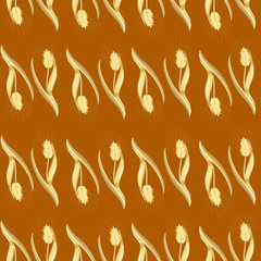 Seamless pattern with ears of wheat. For wrapping paper and fabric. Vector graphics.