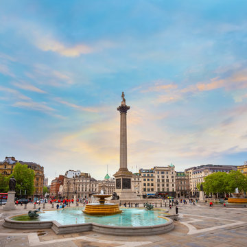 Nelson's Column at Trafalgar Square in London, UK