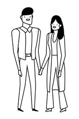 Couple of woman and man cartoon design