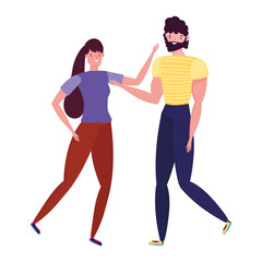 Couple of woman and man cartoon design